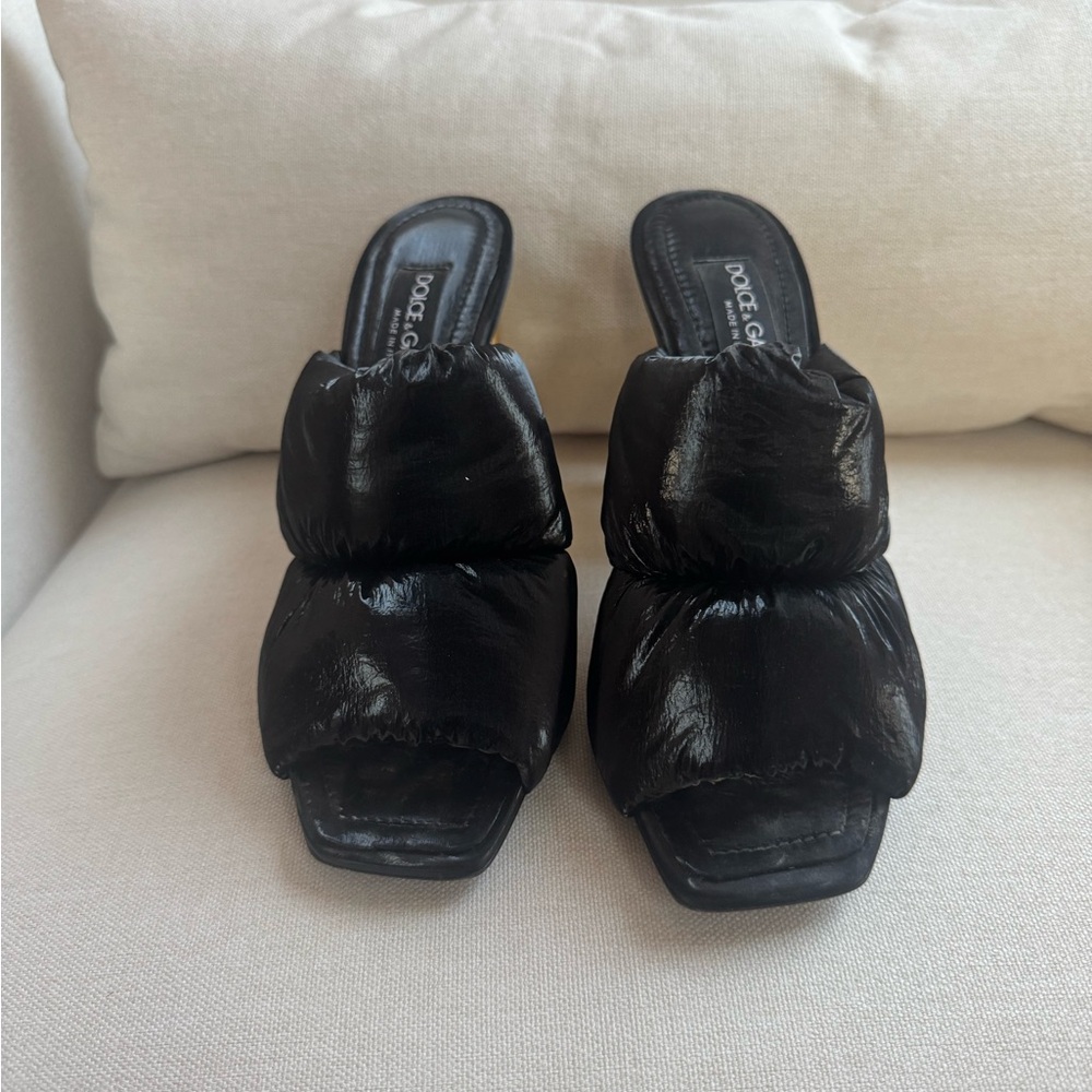 Dolce & Gabbana Black Piumino Slide Sandals